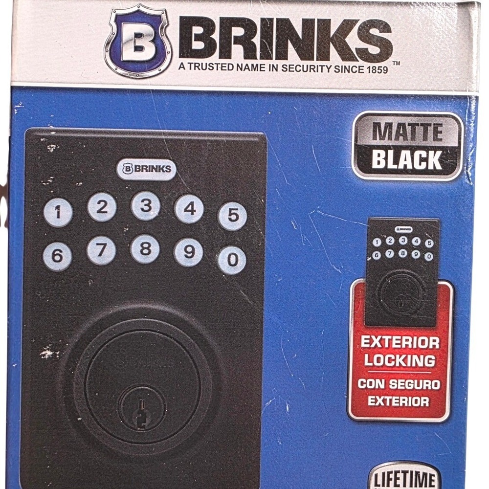 Brinks Electronic Deadbolt Matte Black Keypad Door Lock 2759-122 ANSI Grade 3 O9